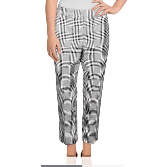 Lauren Ralph Lauren Womens Plaid Crop Pants Black and Ivory size 6 - Picture 1 of 8